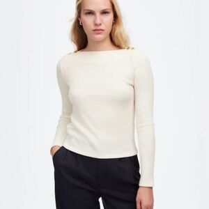 Madewell Cream Ribbed Long Sleeve Top